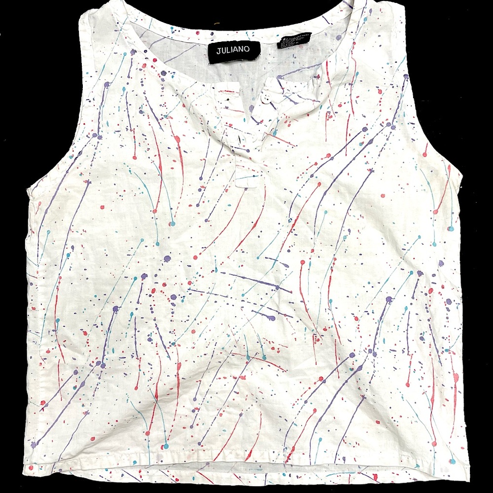 Vintage neon paint splatter tank size S